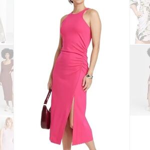 NWOT - A. New Day Vibrant Pink Midi Dress with Slit
